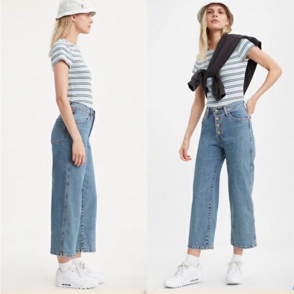 Levi’s Mile High Cropped Wide Leg Jean in FYI Wash Size 30